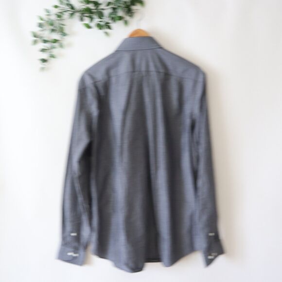 Ben Sherman Men's Gray Tailored Slim Fit Long Sleeve Button Front Shirt 16 34/35 - Picture 3 of 4